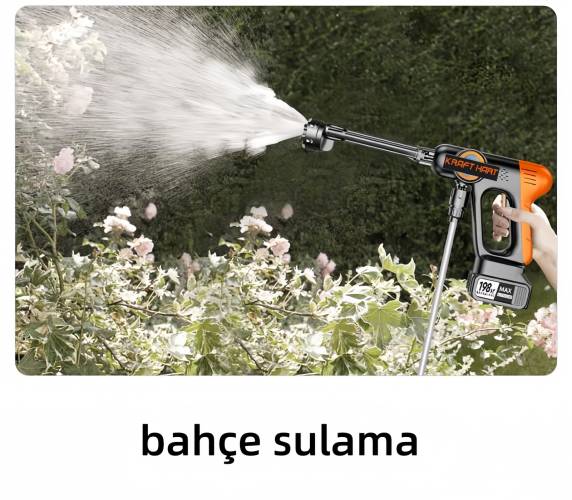 KRAFT HART Çift Akülü Şarjlı Yüksek Basınçlı Oto Araba Bahçe Yıkama ve Temizleme Tabancası Makinesi - 3