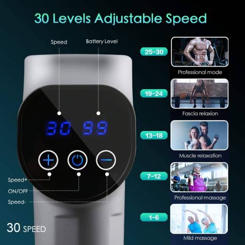 KRAFT HART X3pro Masaj Tabancası, Masaj Aleti 24V Spor 30 Hız, Sessiz, Gümüş - 2